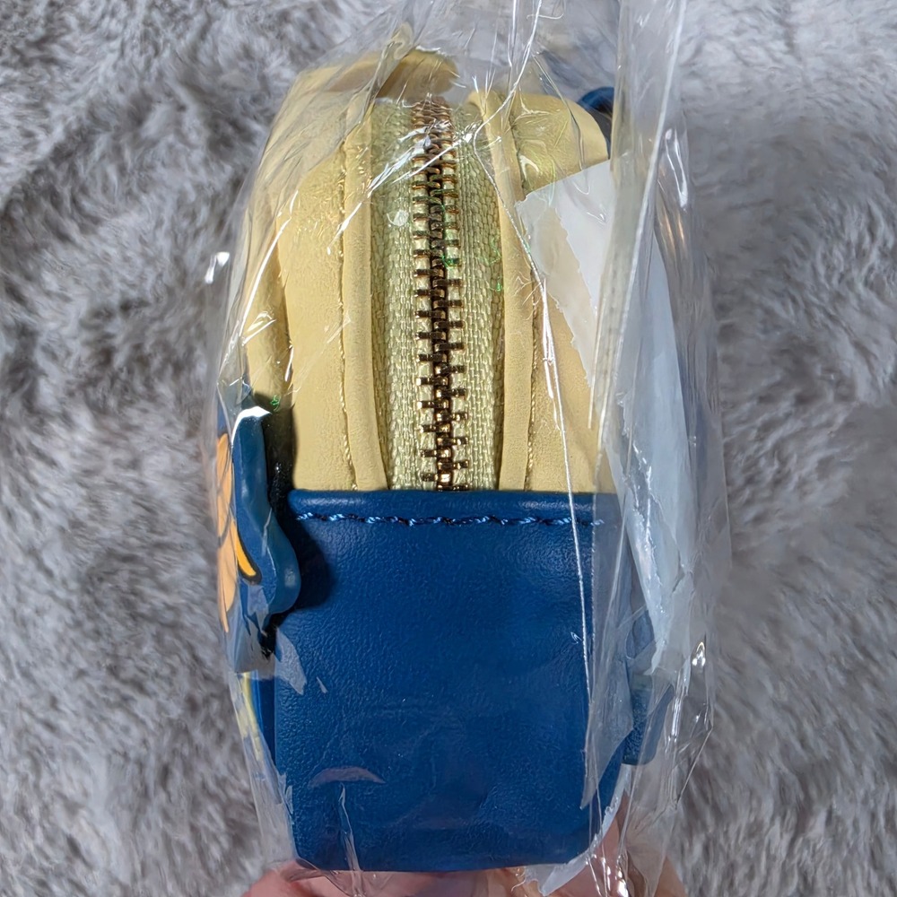 Loungefly Disney Cream Blue Yellow Mini Backpack Key & Card Holder NWOT - Picture 4 of 5